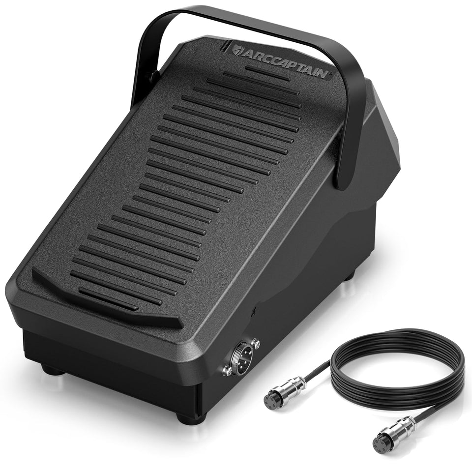 ARCCAPTAIN TIG foot pedal full view showing wide contact area for steady control