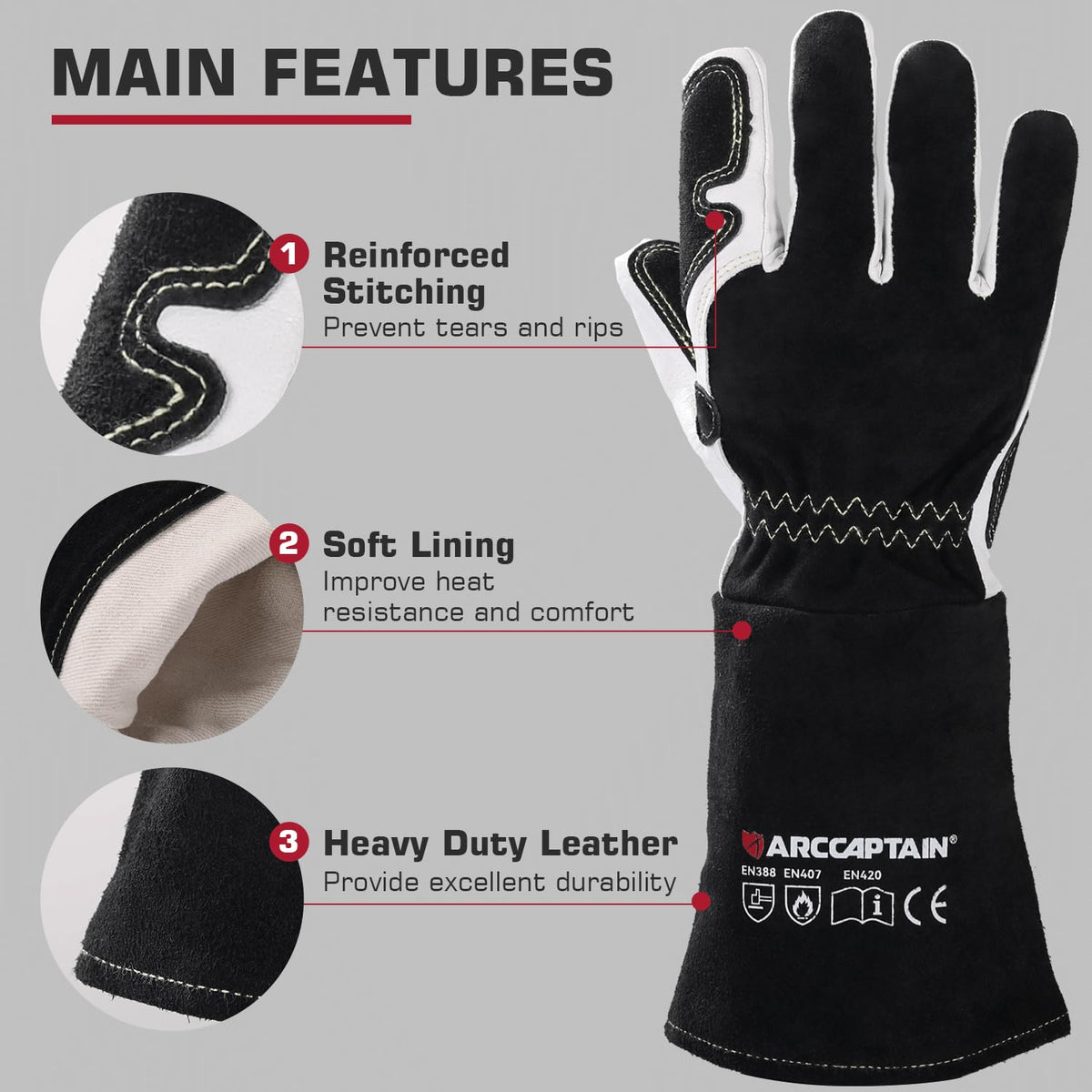 ARCCAPTAIN Tig Gloves feature comfort lining for all-day wear in busy shops.