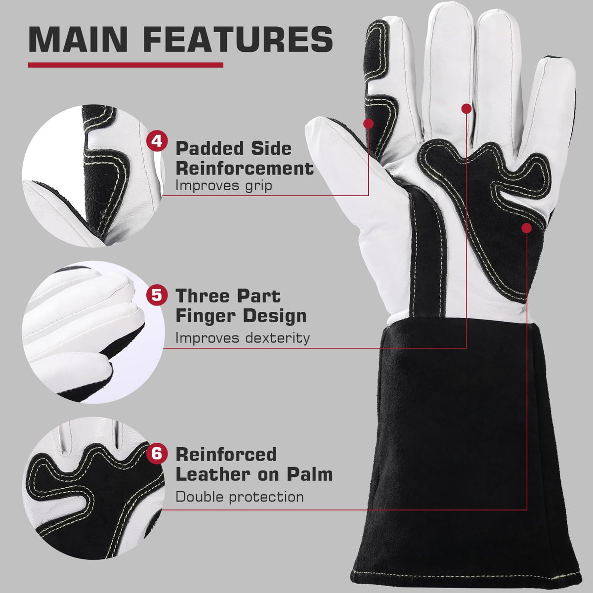 ARCCAPTAIN Tig Gloves emphasize durability with reinforced stitching for long life.