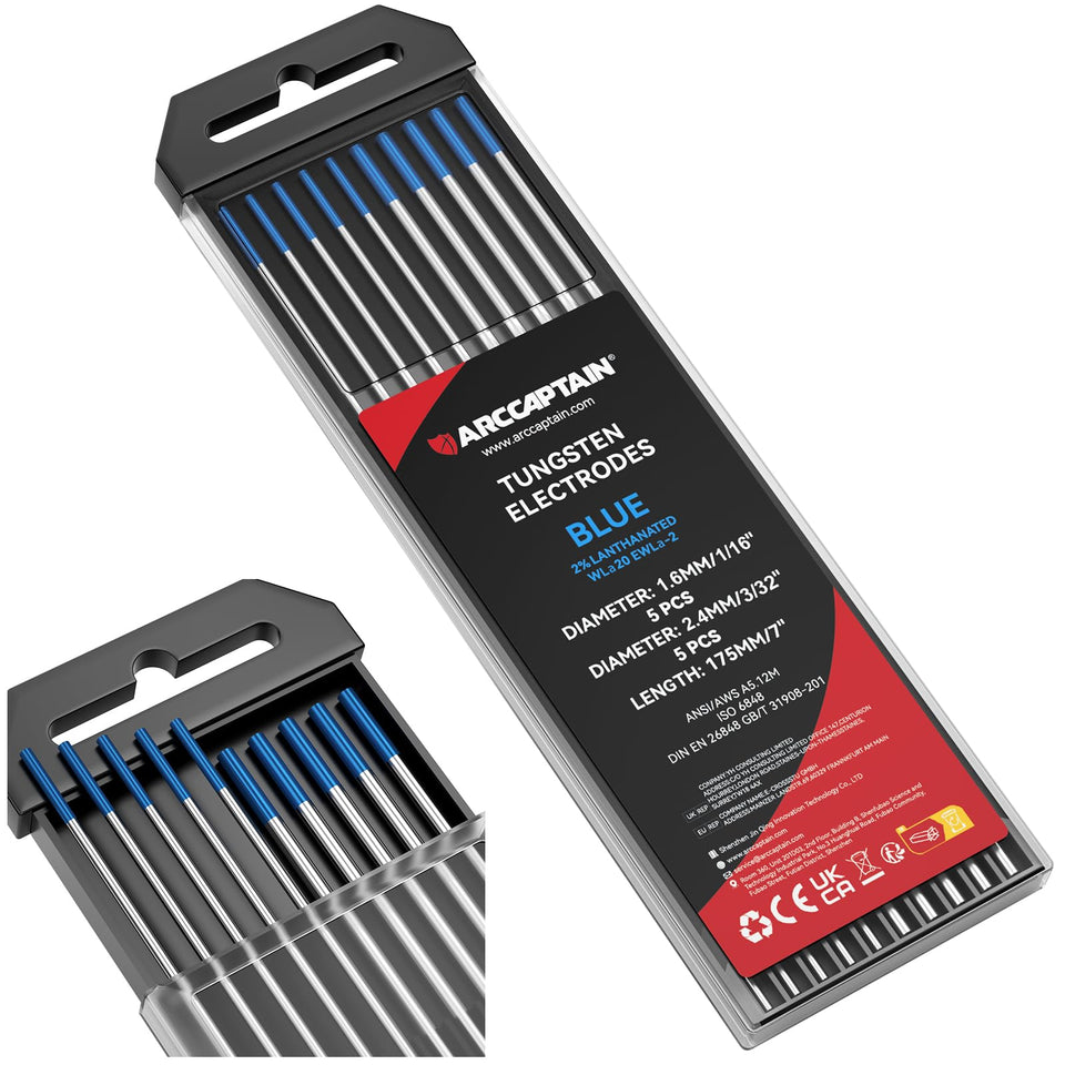 ARCCAPTAIN TIG tungsten blue 2% lanthanated, 1/16 x 7 inch for precise arc start