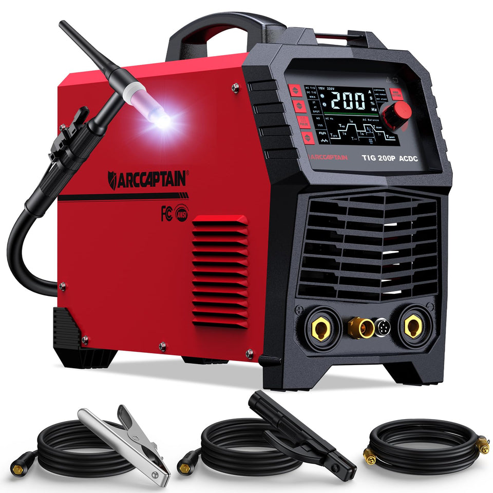 ARCCAPTAIN TIG Welder AC/DC 200A with display for precise aluminum settings