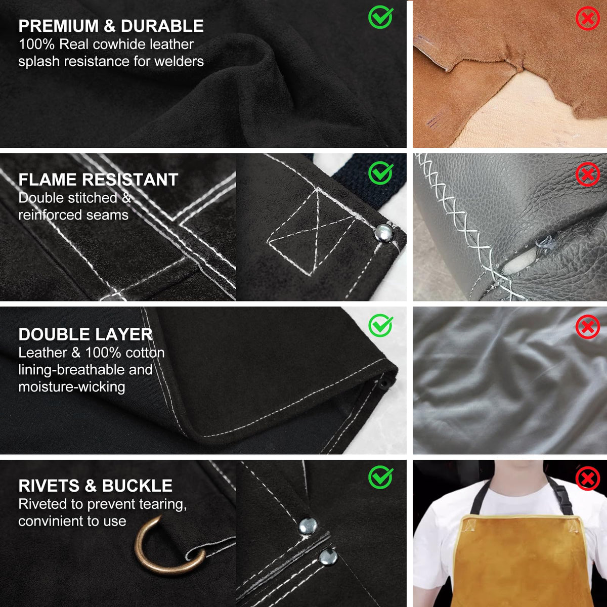 ARCCAPTAIN welding apron with six pockets keeps tools handy