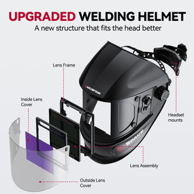 ARCCAPTAIN auto-darkening helmet with four arc sensors for fast shade changes.