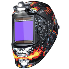 ARCCAPTAIN welding helmet top LED light improves visibility in dark spaces.