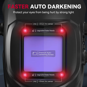 ARCCAPTAIN helmet features four arc sensors for reliable auto-darkening during welding.