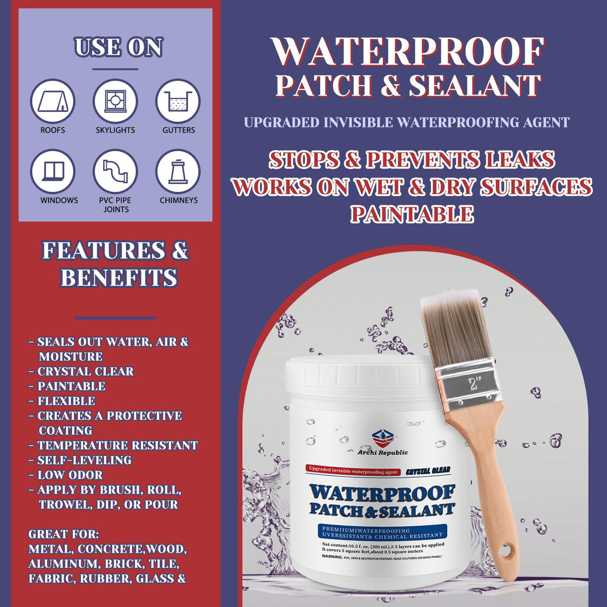Archi Republic transparent bathroom sealant keeps moisture out with no visible residue.