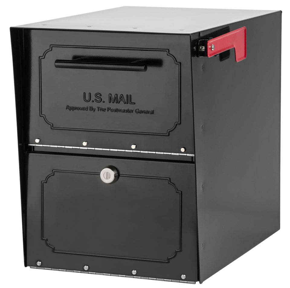 Architectural Mailboxes Oasis Classic door open view for easy mail and package access