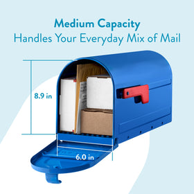 Architectural Mailboxes MB1 blue magnetic latch secures mail on windy days