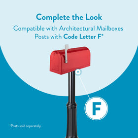 ARCHITECTURAL MAILBOXES MB1 red door-open view illustrates generous daily mail space.