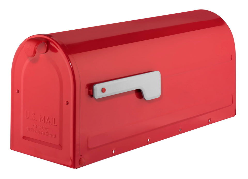 ARCHITECTURAL MAILBOXES MB1 red front view shows durable steel construction for outdoor use.