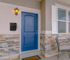 ARCHITECTURAL MAILBOXES Aspen locking door open shows easy access option.