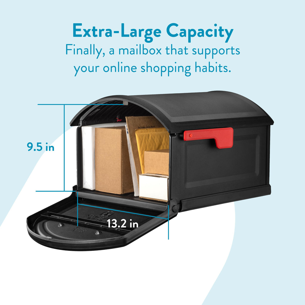 Architectural Mailboxes BILT CRE8 T4 door-open demonstrates easy access