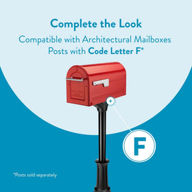 ARCHITECTURAL MAILBOXES Boulder red installed-on-post demonstrates easy curbside mounting