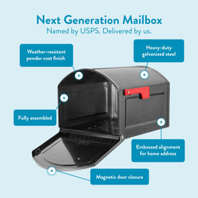 Weather-ready coating protects against rain, snow, and sun on the Centennial mailbox.