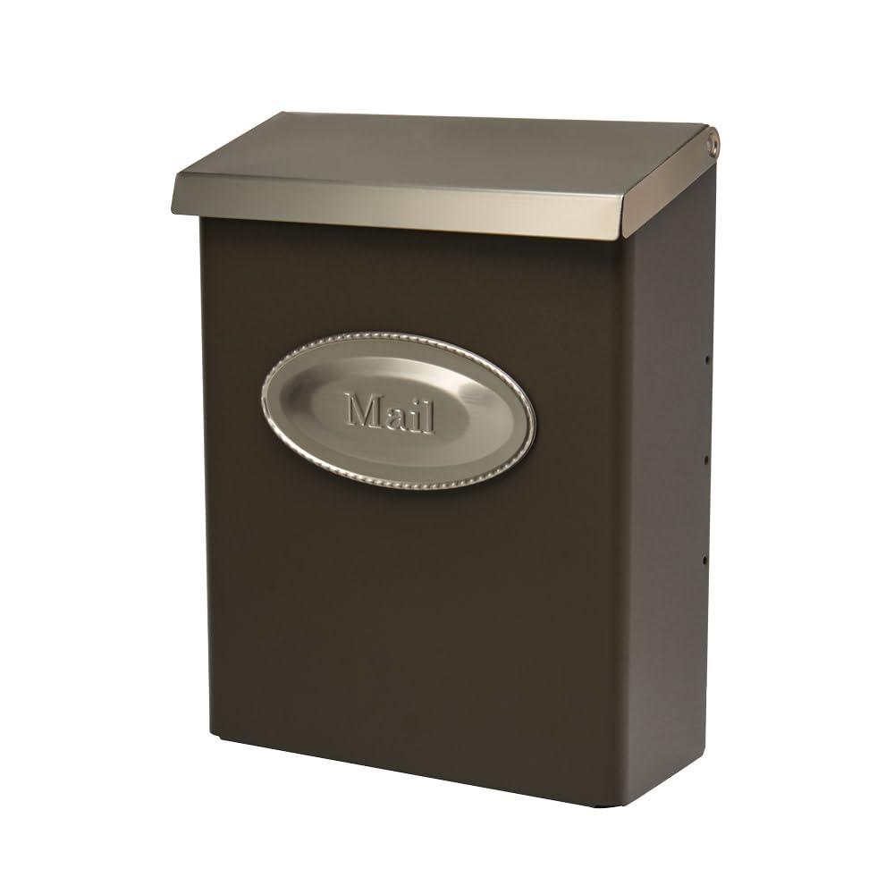 Architectural Mailboxes Designer Galvanized Steel Wall-Mount Mailbox in Venetian Bronze, medium size, outdoors