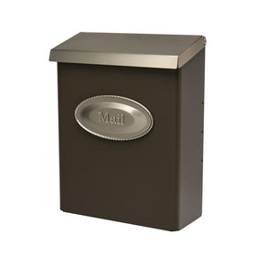 Architectural Mailboxes Designer Galvanized Steel Wall-Mount Mailbox in Venetian Bronze, medium size, outdoors