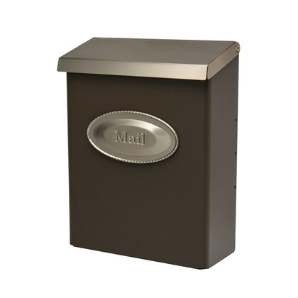 Architectural Mailboxes Designer Galvanized Steel Wall-Mount Mailbox in Venetian Bronze, medium size, outdoors