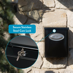 Architectural Mailboxes Designer locking compartment closeup demonstrates secure mail access