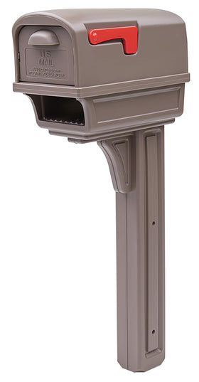 Architectural Mailboxes Gentry front view in mocha, stylish curbside appeal.