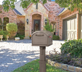 Grand Haven Mocha post kit assembled for easy outdoor installation and durable performance.