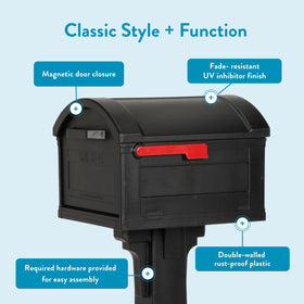 ARCHITECTURAL MAILBOXES Grand Haven weatherproof plastic resists rain and snow.