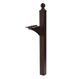 Architectural Mailboxes Landover post, Venetian Bronze finish, boosts curb appeal and weather resistance.
