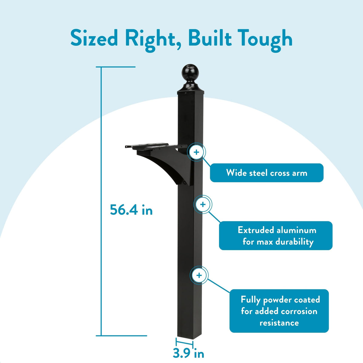 Easy installation over a 4x4 wooden post for quick setup.