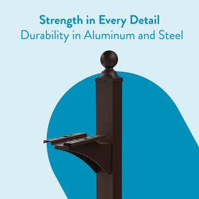 Architectural Mailboxes Landover post demonstrates durable aluminum construction.