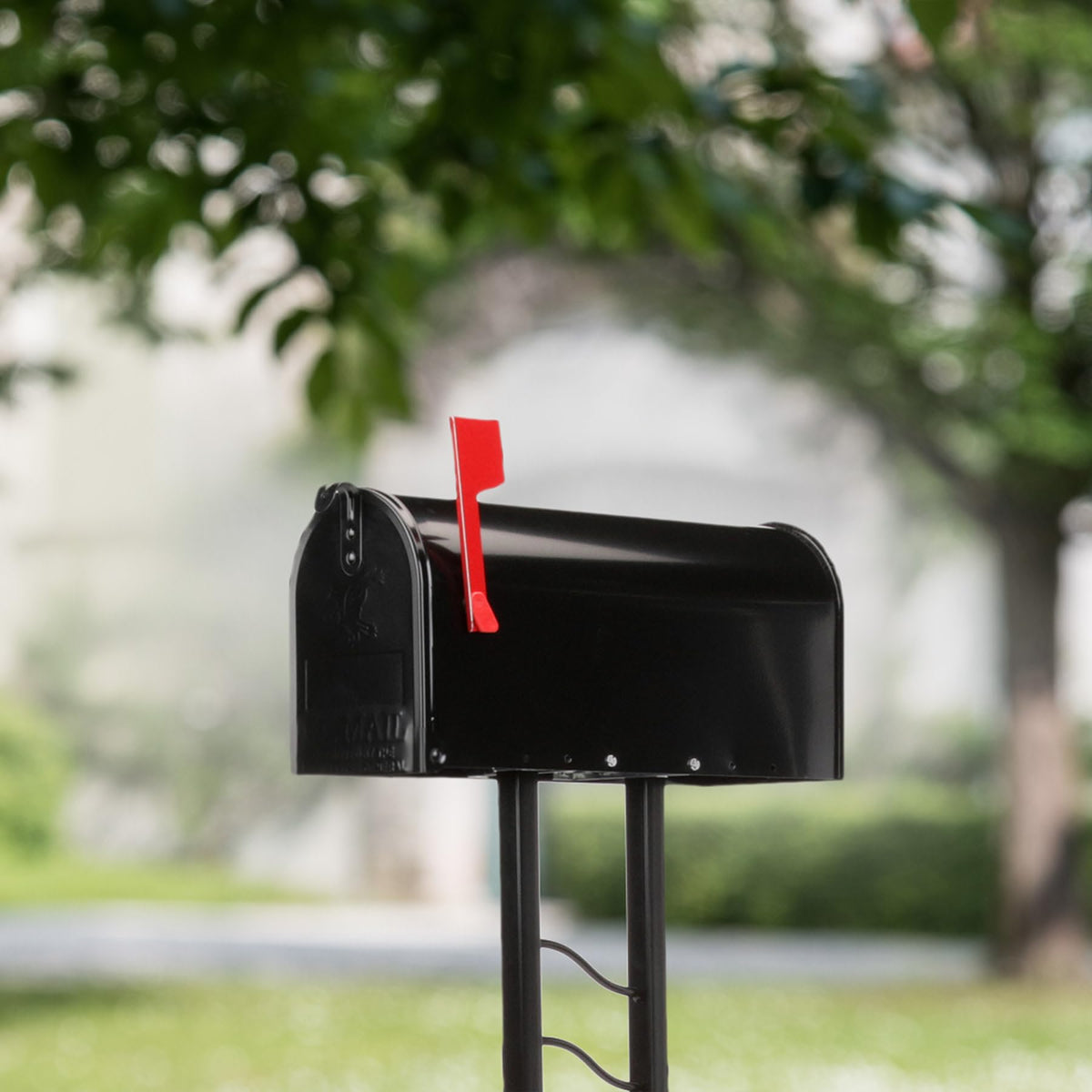 ARCHITECTURAL MAILBOXES Mailbox-To-Go post installed for secure in-ground mounting.