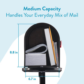 Architectural Mailboxes Mailbox-To-Go post close-up highlighting rust-resistant powder-coated finish
