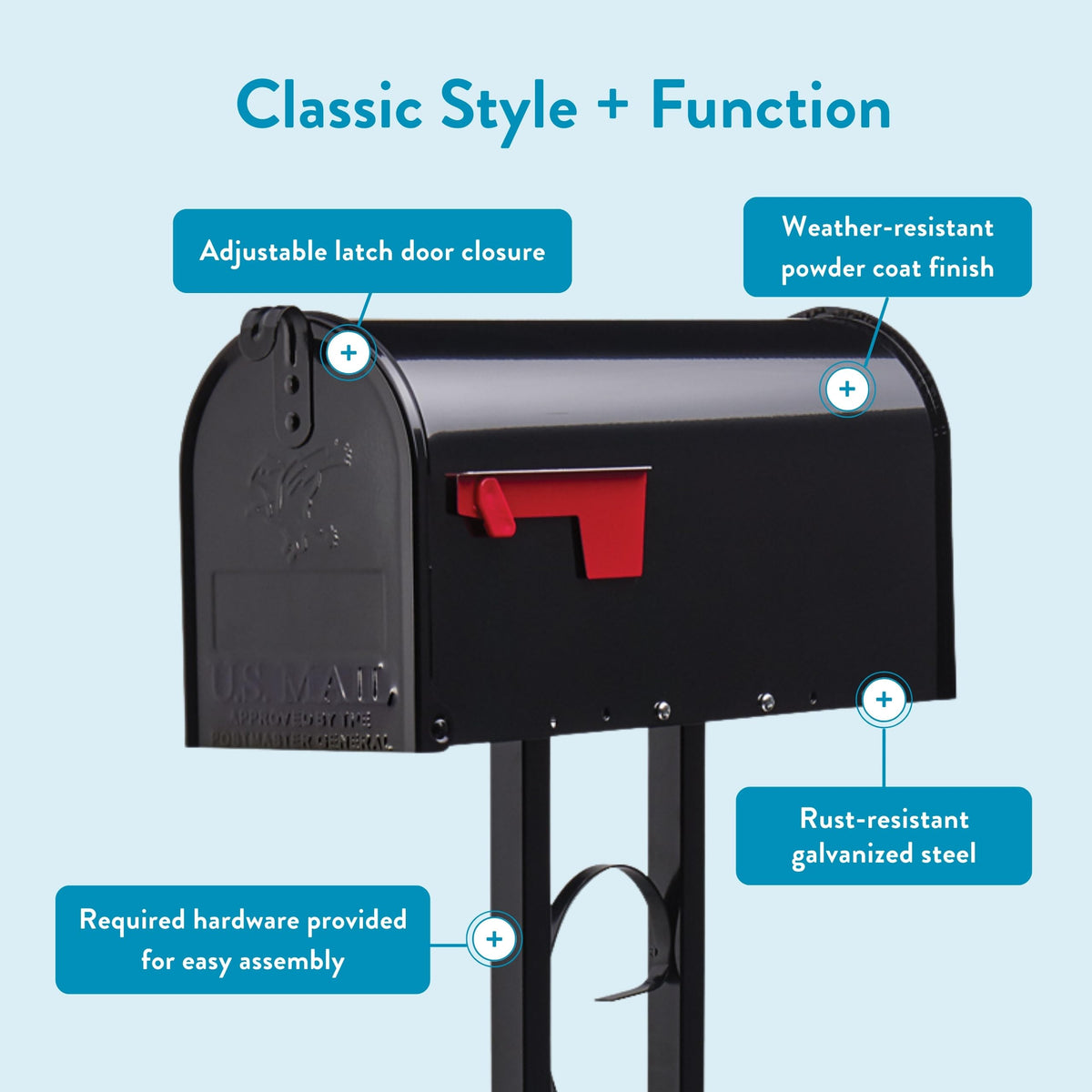 Architectural Mailboxes Mailbox-To-Go loaded with mail magazines and small packages illustrating practical capacity