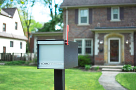 Architectural Mailboxes MailMax front view highlighting ample space for mail and packages.