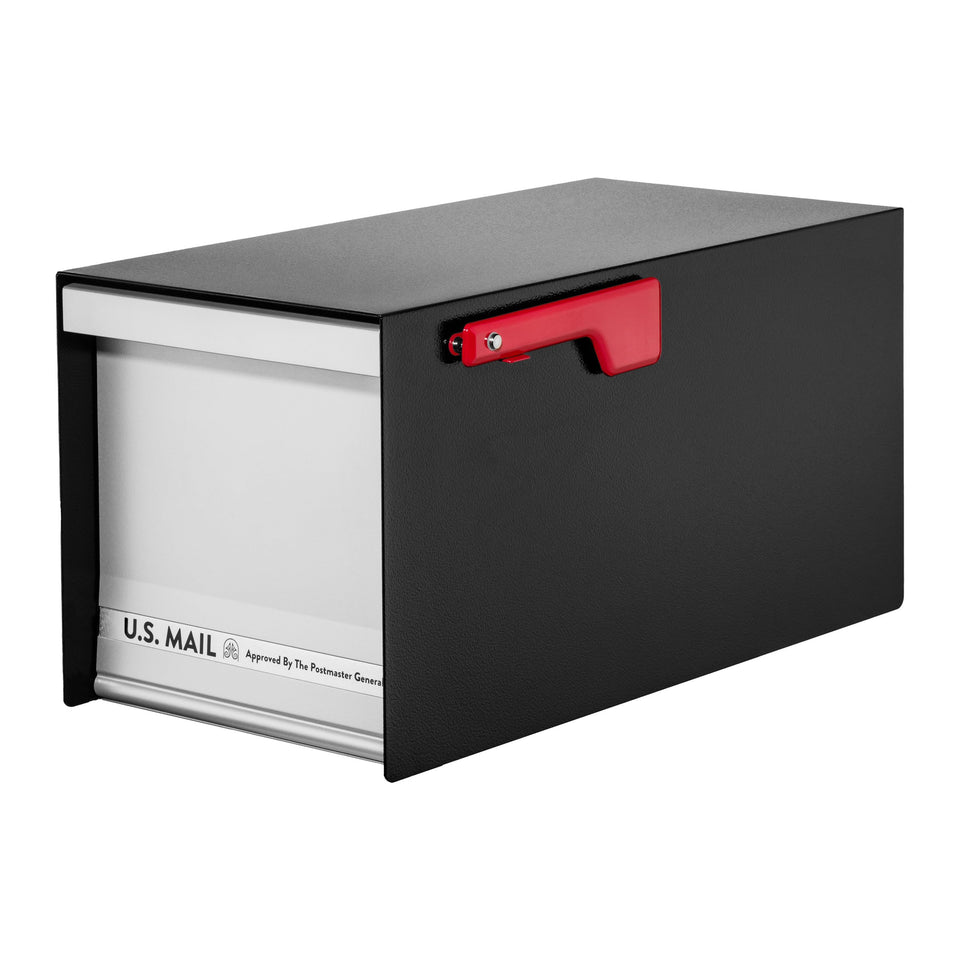 Architectural Mailboxes MailMax heavy-duty side view showing robust metal construction for curbside use.