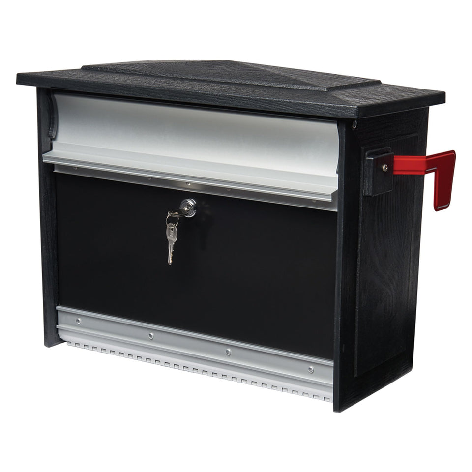 ARCHITECTURAL MAILBOXES Mailsafe front access door secures daily mail securely.