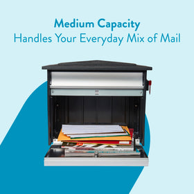ARCHITECTURAL MAILBOXES Mailsafe rust-resistant coating protects against rain and snow.