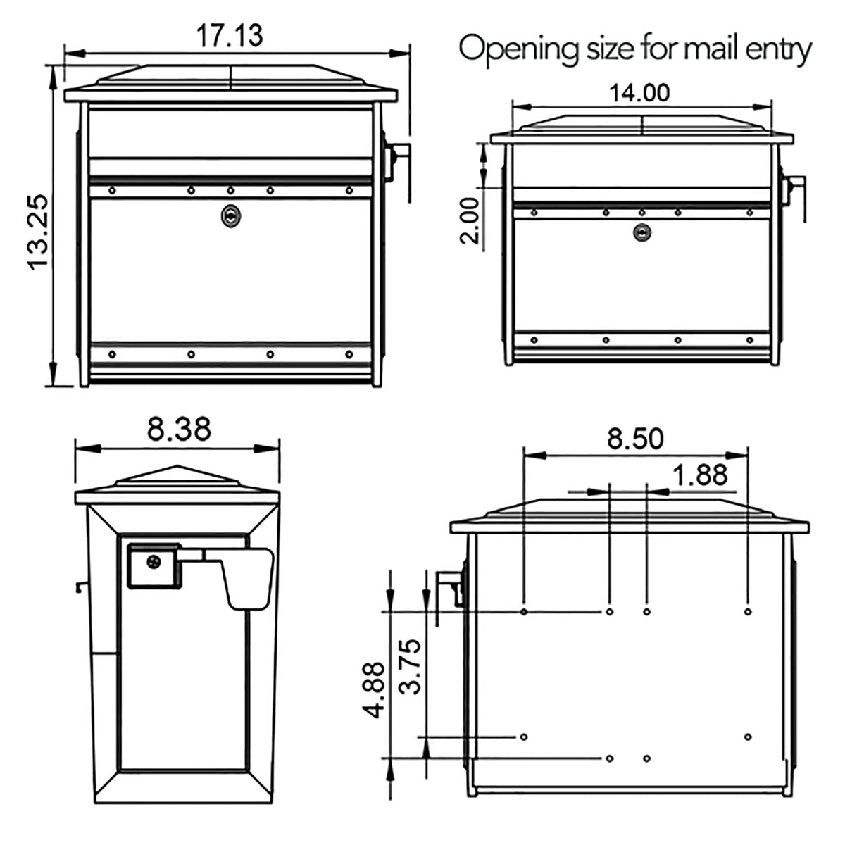ARCHITECTURAL MAILBOXES Mailsafe two keys included support secure access.