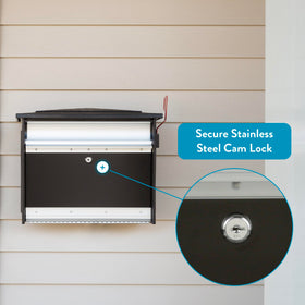 ARCHITECTURAL MAILBOXES Mailsafe wall-mount design saves space while enhancing curb appeal.