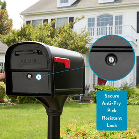 Architectural Mailboxes Oasis 360 back door access enables convenient mail retrieval without street traffic.