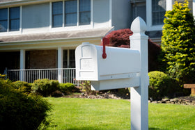 Parsons mailbox side view demonstrates compact medium capacity for daily mail and magazines.