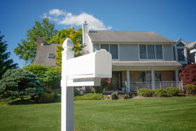 Parsons mailbox weatherproof design in rain or shine emphasizes rust-proof plastic and UV resistance.
