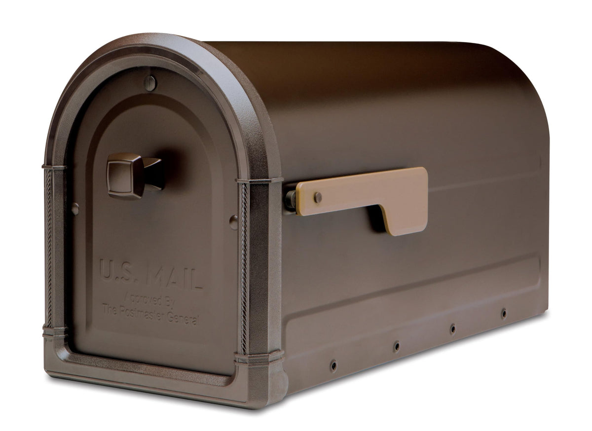 ARCHITECTURAL MAILBOXES Roxbury rubbed bronze finish adds curb appeal and weather resistance.