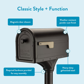 ARCHITECTURAL MAILBOXES Roxbury UV stabilized ABS shroud resists fading in sun.