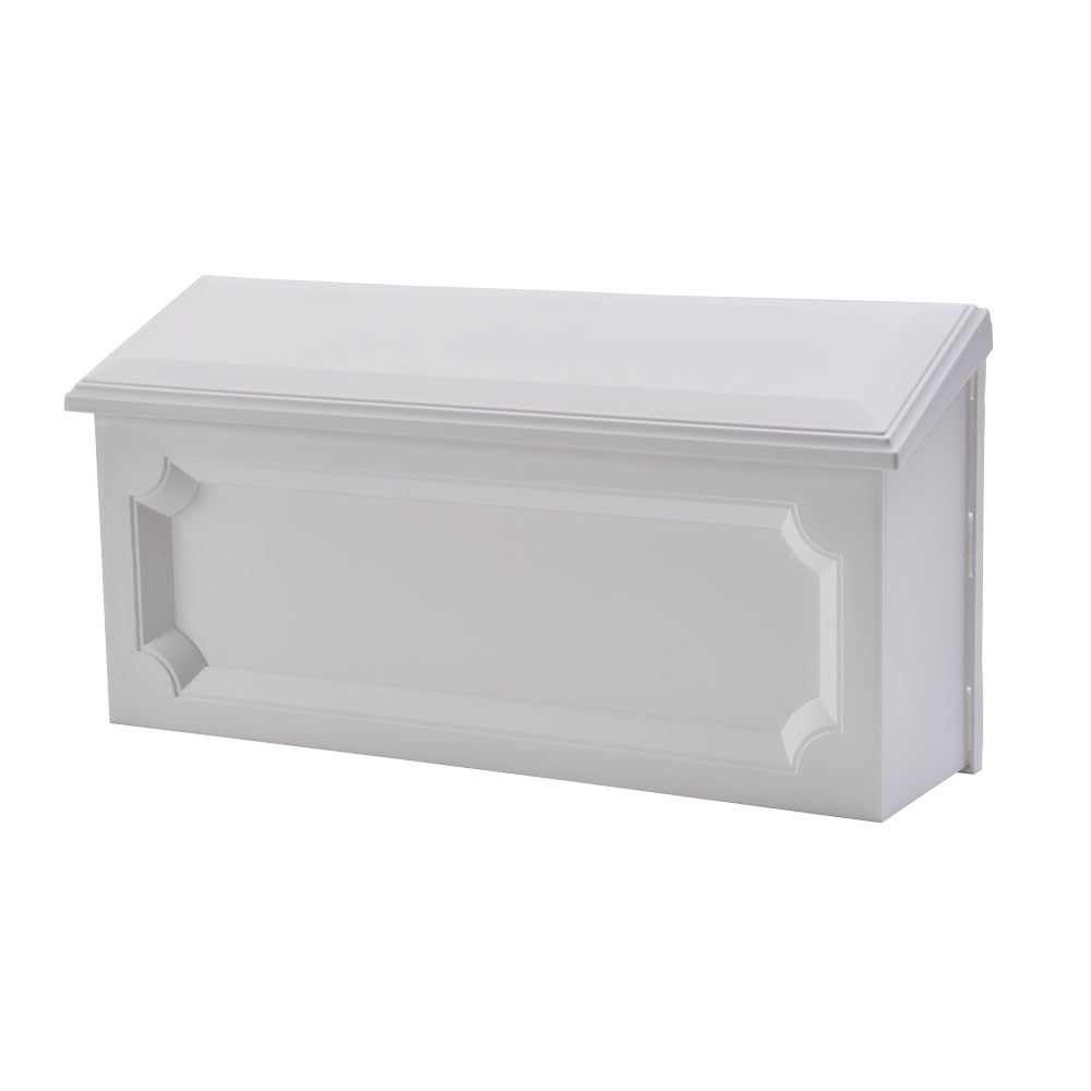 Architectural Mailboxes Windsor wall mount front view highlights durable rust-proof plastic for outdoor use
