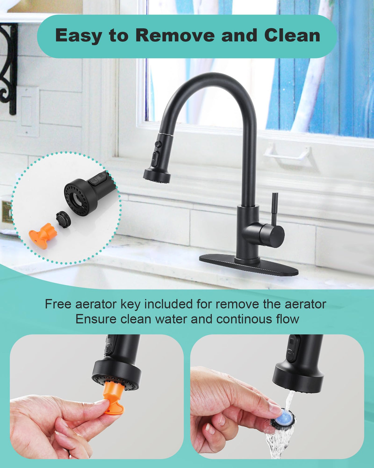 ARCORA aerator key included enables quick maintenance and consistent flow.