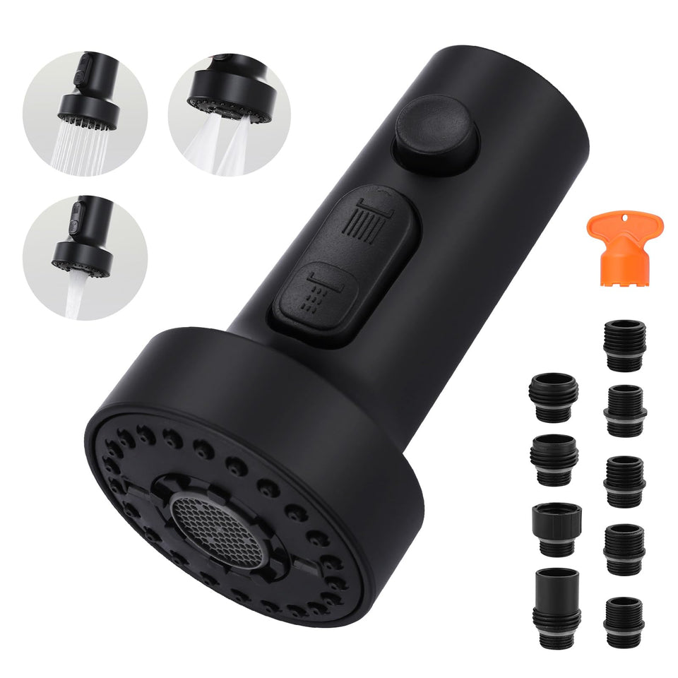 ARCORA pull-down head with 3-function design for flexible kitchen tasks.