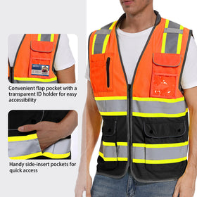 ArcRidge Reflective Vest back strips enhance visibility from behind.