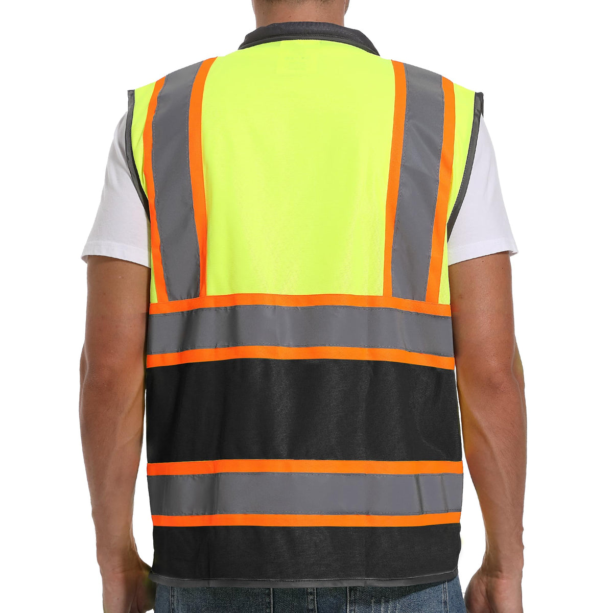 ArcRidge Vest zipper closeup highlights secure fit during outdoor work.