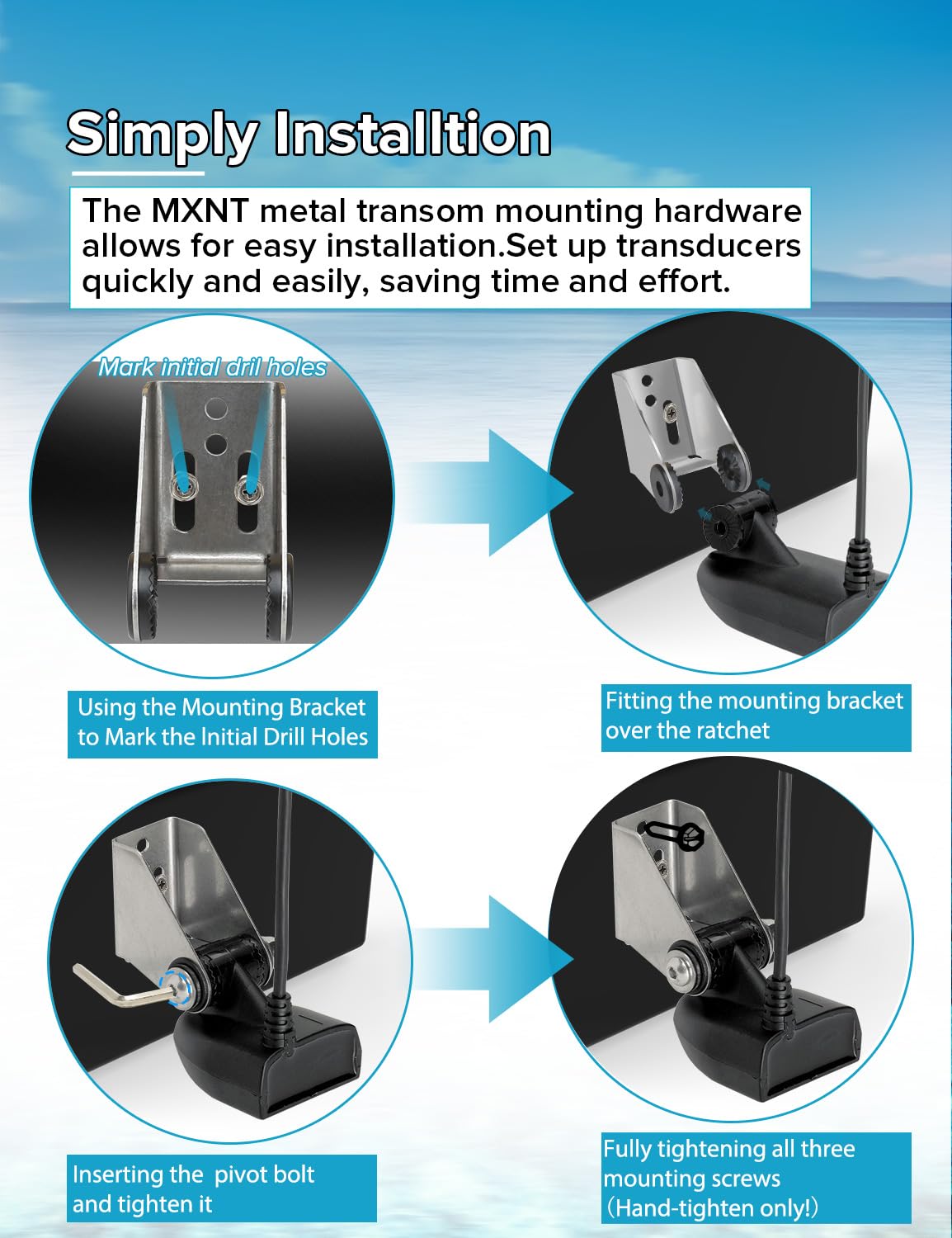 Easy-install ArcViar transducer mount kit speeds up setup.