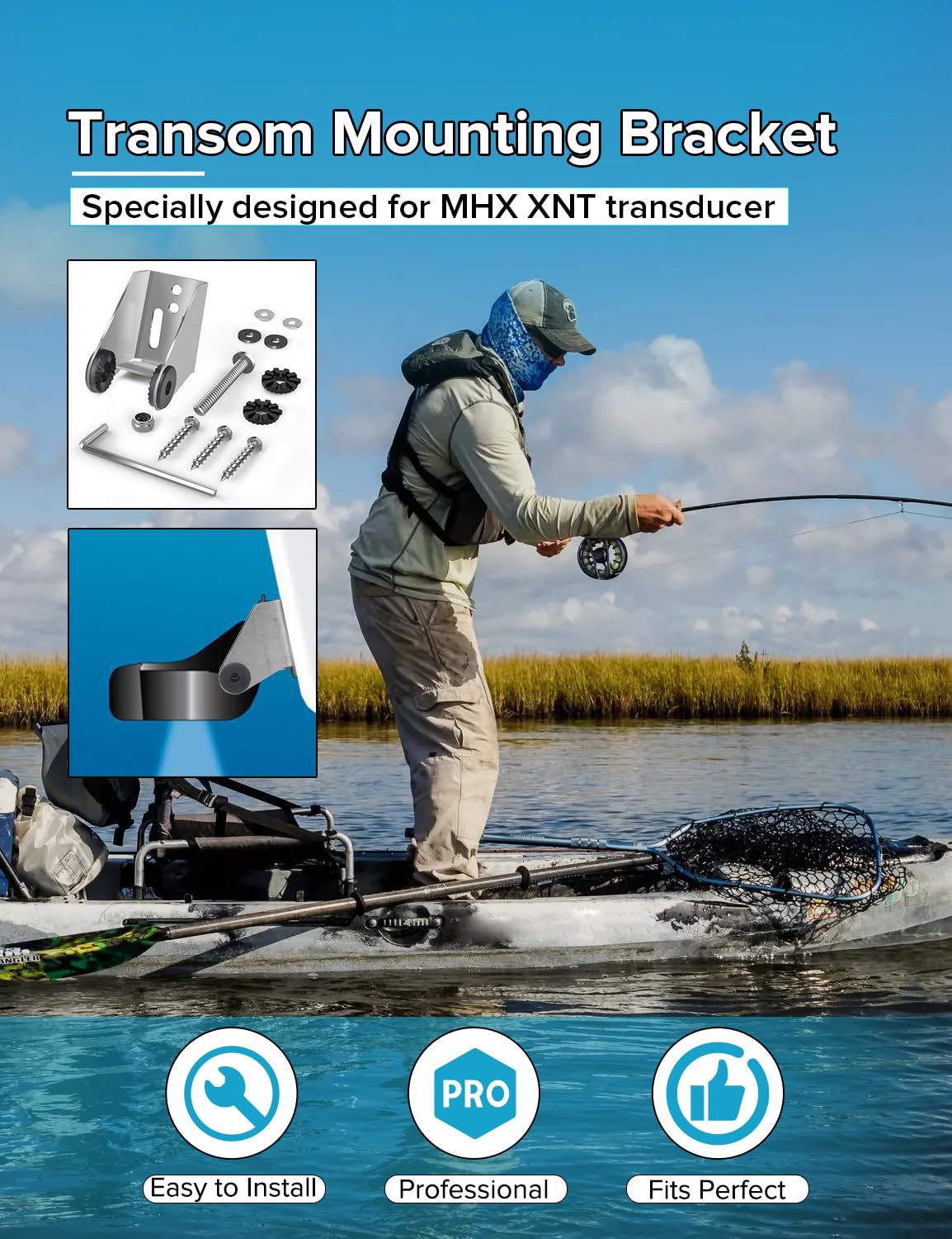 Stainless steel ArcViar bracket shows durable marine construction.