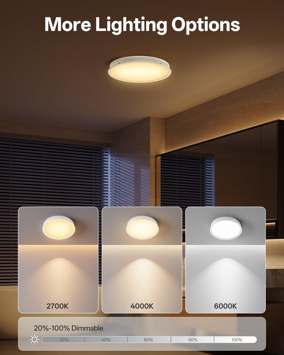 Three color temperatures and RGB options on Arecovas bath fan for versatile lighting